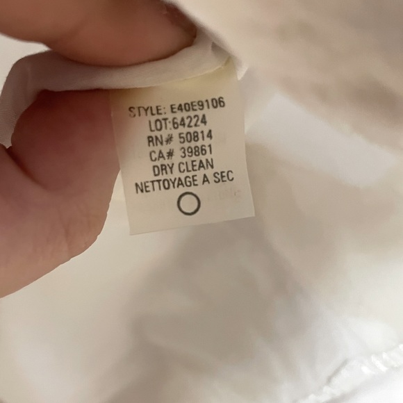 Elie Tahari White Linen Embroidered Overlay Button Blouse Fitted Sz M - Picture 5 of 7